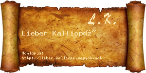 Lieber Kalliopé névjegykártya